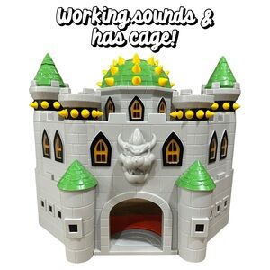 Nintendo Super Mario Bros. Deluxe Bowser's Castle Playset WORKS & Has Cage!